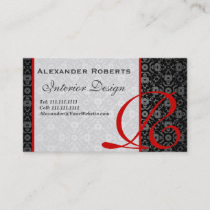 Elegantes Monogramm-Schwarzes und Golddamast Visitenkarte
