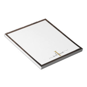 Elegantes Monogramm-Skript Rustikales Holz-Look Notizblock