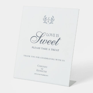 Elegantes Monogramm Toile Wappen Hochzeit Dessert- Sockelschild