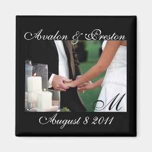 Elegantes Monogramm übergibt Save the Date Magnet