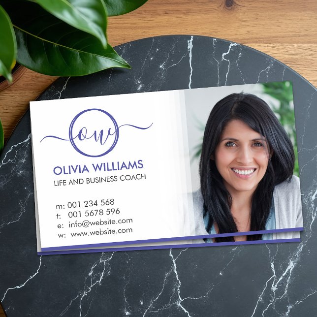 Elegantes Monogramm und Foto Visitenkarte (Von Creator hochgeladen)