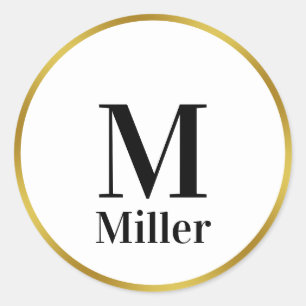 Elegantes Monogramm und Gold und Name Runder Aufkleber