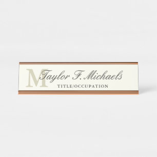 Elegantes Monogramm und Name Schreibtischnamensplakette