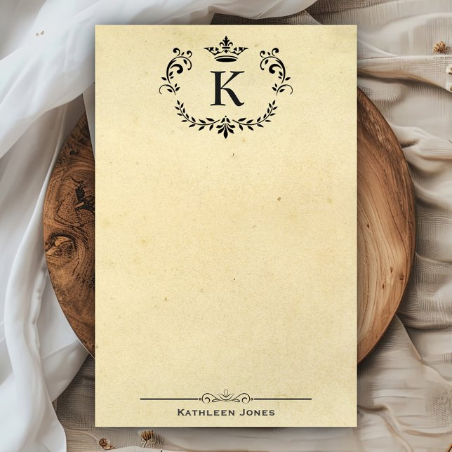 Elegantes Monogramm und Name | Vintages Papier (Von Creator hochgeladen)