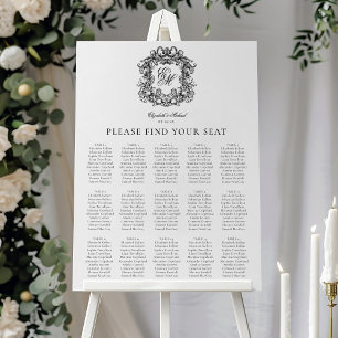 Elegantes Monogramm-Wappen Hochzeitstabelle Poster