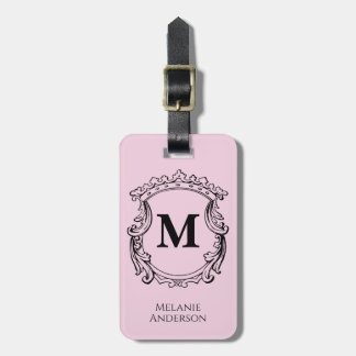 Elegantes Monogramm-Wappen in Rosa Gepäckanhänger