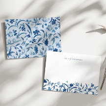 Elegantes Monogramm Wasserfarbe Blau Floral