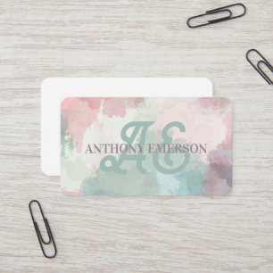 Elegantes Monogramm   Wasserfarbenschichten  Visitenkarte