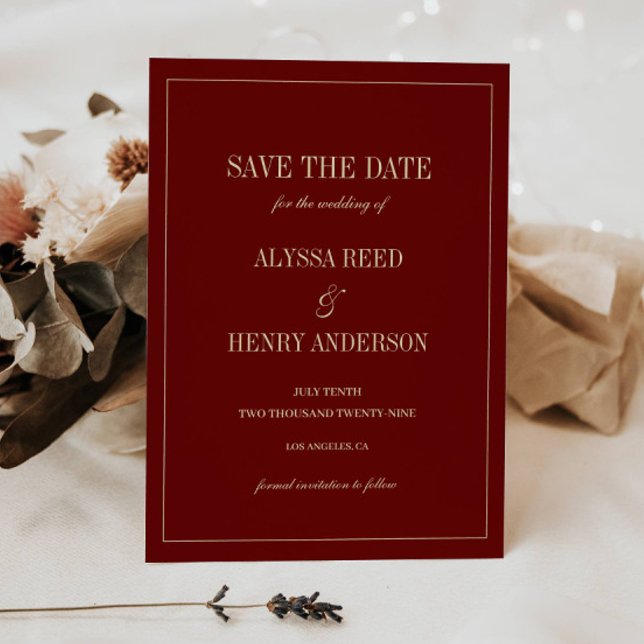 Elegantes Monogramm Weinrotes Skript Hochzeit Save The Date (Von Creator hochgeladen)