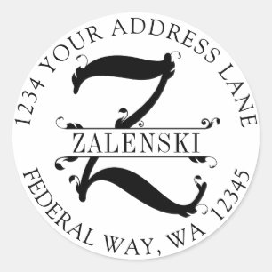 Elegantes Monogramm Z kreisförmige Umschlag-Siegel Runder Aufkleber