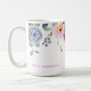 Elegantes monogrammiertes botanisches Blumenmuster Kaffeetasse
