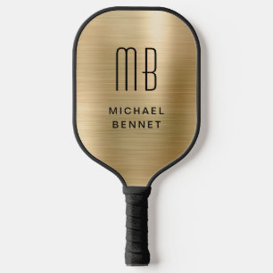 Elegantes monogrammiertes faux gold metallisch geb pickleball schläger