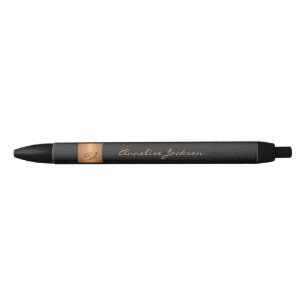 Elegantes monogrammiertes schwarzes Goldnamensschr Kugelschreiber
