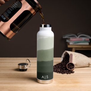 Elegantes monogrammiertes Wasserfarben-Jungle-Grün Trinkflasche