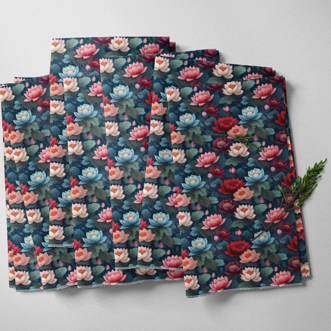 Elegantes Moody Modern Lotus Blume Muster Stoff (Elegant Moody Modern Lotus Flower Pattern Fabric )