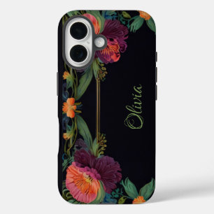 Elegantes Moody Pachy rosa boho floral iPhone 16 Hülle
