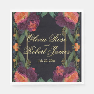 Elegantes Moody Pachy rosa boho floral Serviette