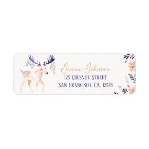 Elegantes Moose Boho Peach Lavender Floral Design 