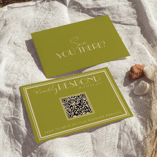 Elegantes Moosgrünes Hochzeits-QR-Code im Luxus-St RSVP Karte