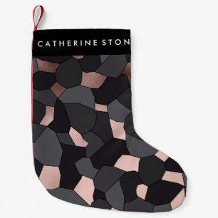 Elegantes Mosaik aus Rose, grau und schwarz Kleiner Weihnachtsstrumpf