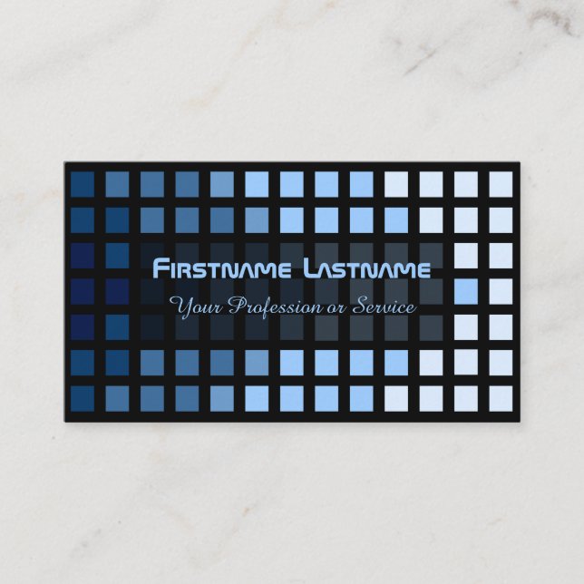 Elegantes Mosaik mit abstrakten, blauen Quadraten Visitenkarte (Vorderseite)