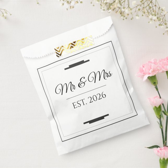 Elegantes Mr & Mrs Hochzeits Modernes Minimalistis Geschenktütchen (Versiegelt)