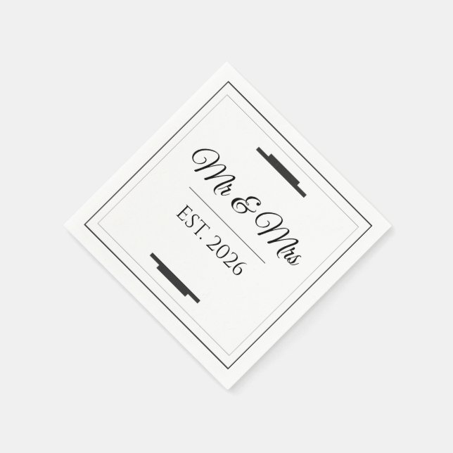 Elegantes Mr & Mrs Hochzeits Modernes Minimalistis Serviette (Ecke)