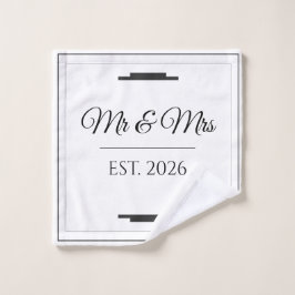 Elegantes Mr & Mrs Hochzeits Modernes Minimalistis Waschlappen