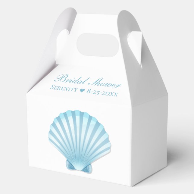 Elegantes Muschel Blue Nautical Beach Brautparty Geschenkschachtel (Vorderseite)