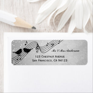 Elegantes Music Theme Wedding Return Label