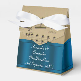 Elegantes Musikblatt und blaue Hochzeit Geschenkschachtel