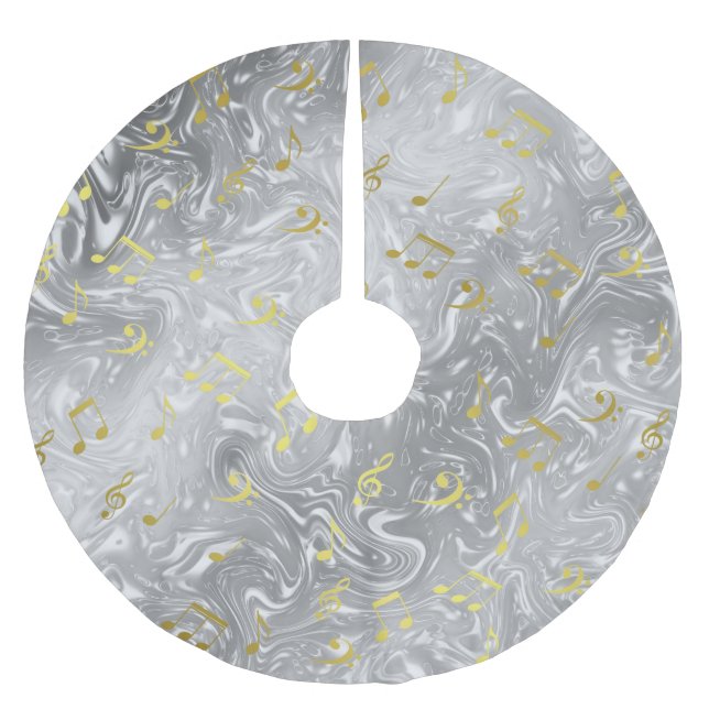 elegantes Musiknoten Polyester Weihnachtsbaumdecke (Vorderseite)