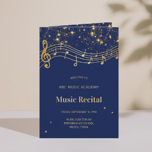 Elegantes Musikprogramm in Blau und Gold Einladung