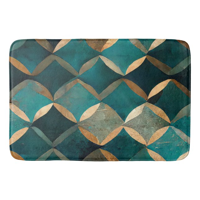 Elegantes Muster aquamariner Luxus Badematte (Vorderseite)