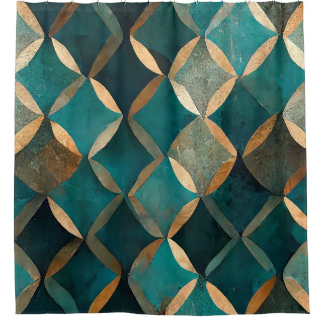 Elegantes Muster aquamariner Luxus Duschvorhang (Vorderseite)
