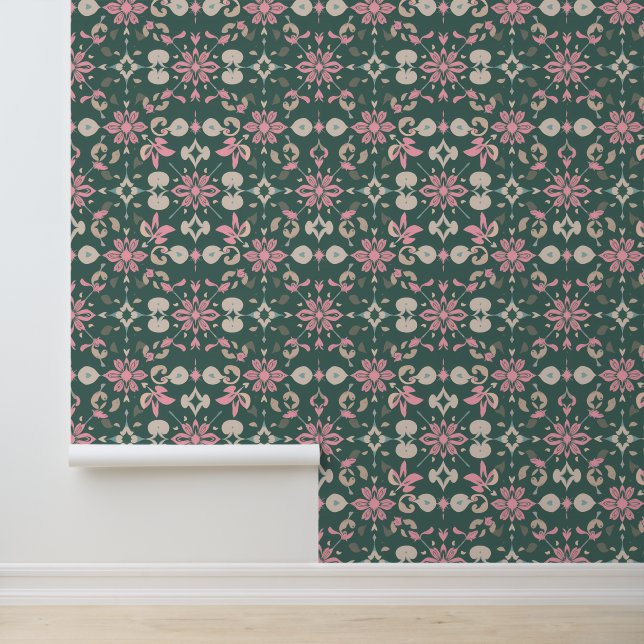 Elegantes Muster aus Blumen und Leaf Tapete (Anwendung)