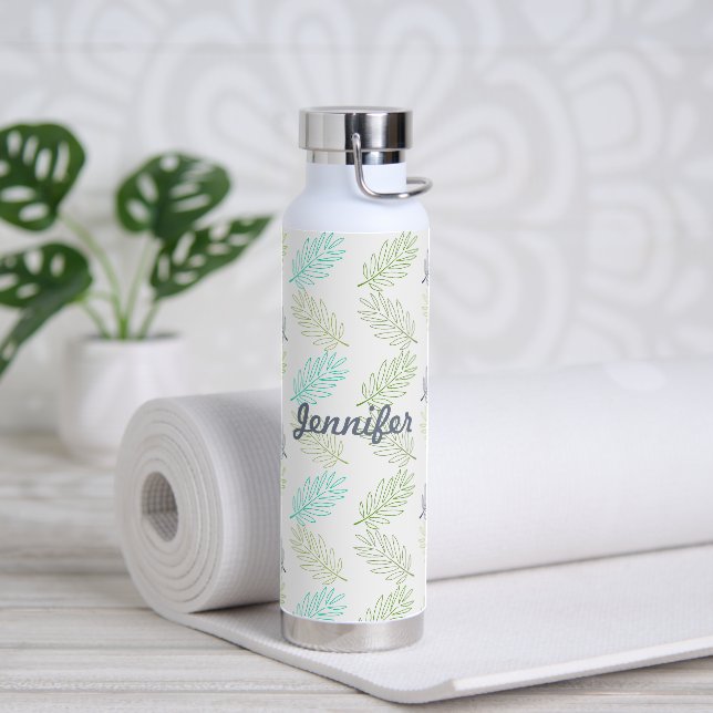 Elegantes Muster botanischer tropischer Blätter im Trinkflasche (Yoga)