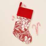 Elegantes Muster der Abstrakten Blumenbilder Weihnachtsstrumpf<br><div class="desc">Dieser stilvolle Weihnachtsfest-Strumpf zeichnet sich durch ein elegantes botanisches Muster Vintager abstrakter Blumenbilder in Rot und Weiß aus.</div>