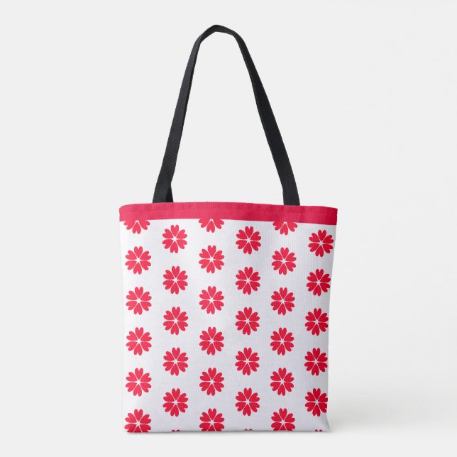 Elegantes Muster der Blume des Roten Herzens auf W Tasche (Rückseite)