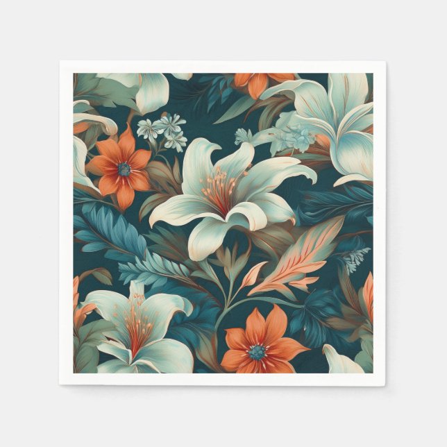 Elegantes Muster der Blume Serviette (Vorderseite)