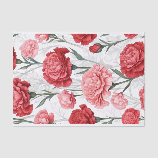 Elegantes Muster der Carnation-Blume Seidenpapier (Vorderseite)