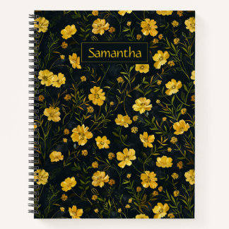 Elegantes Muster der Gelben Buttercup-Blume Notizbuch