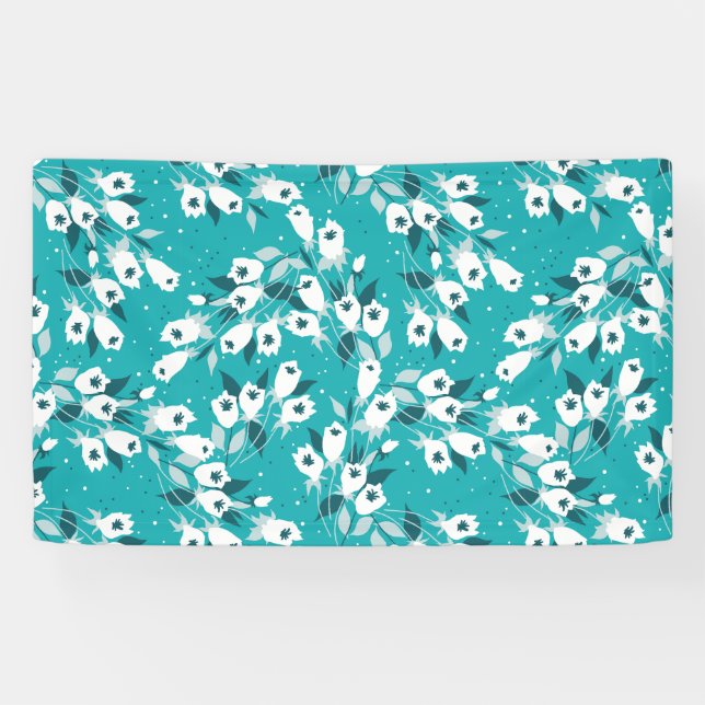 Elegantes Muster der Tulip Blume Botanisches Kunst Banner (Horizontal)