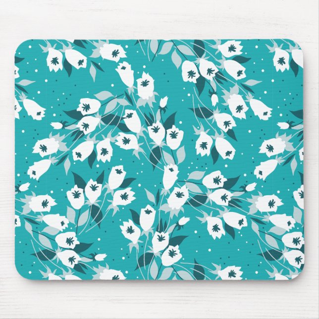 Elegantes Muster der Tulip Blume Botanisches Kunst Mousepad (Vorne)