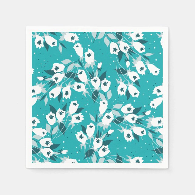 Elegantes Muster der Tulip Blume Botanisches Kunst Serviette (Vorderseite)
