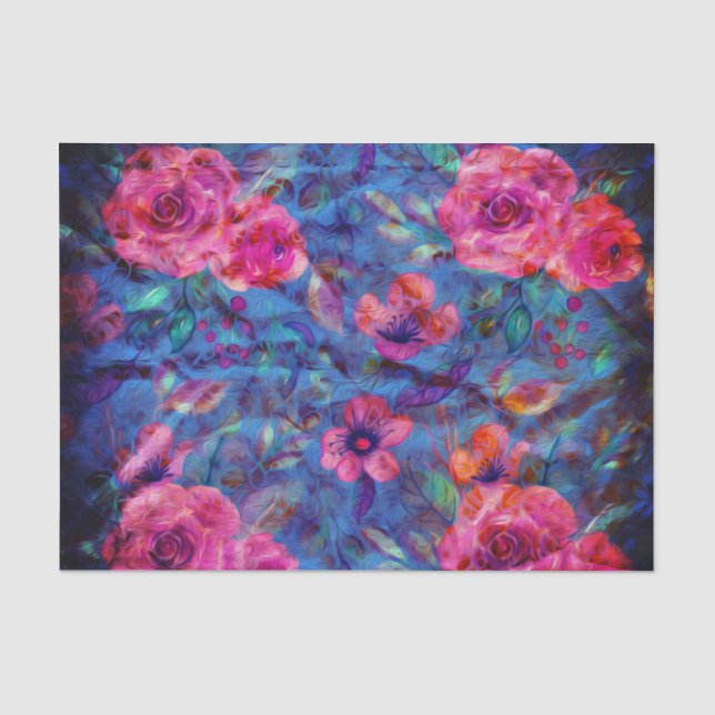 Elegantes Muster der Violett-Rose  Seidenpapier (Vorderseite)