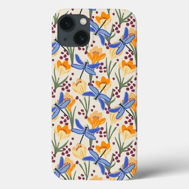 Elegantes Muster für Dragonfly und Crocus Case-Mate iPhone Hülle (Rückseite)