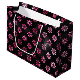Elegantes Muster für Hot Pink Glitzer und Schwarze Große Geschenktüte