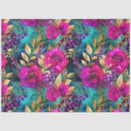 Elegantes Muster für Lila und Aquamarine Blume Seidenpapier