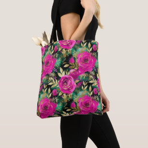Elegantes Muster für Lila und Aquamarine Blume Tasche